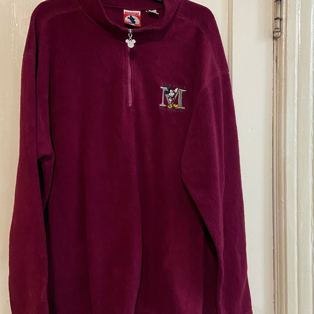 Vintage 1990s MICKEY INC Disney‎ World Quarter Zip Pullover Fleece Jacket men XL - Picture 2 of 9